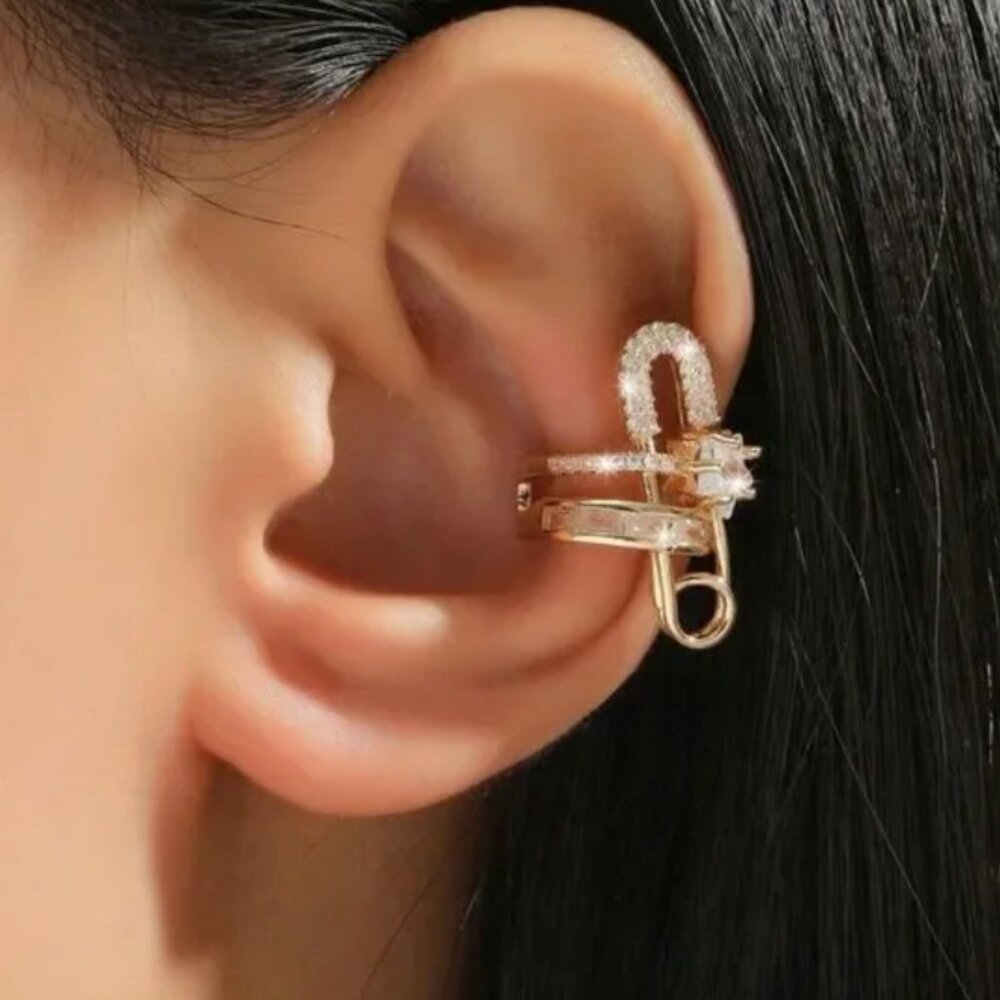 Safety Pin Cuff Earrings Non Pierced